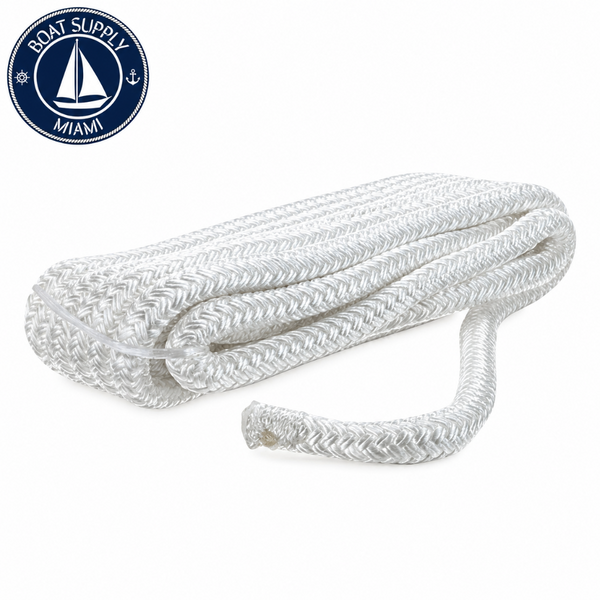 Seachoice 50-40101 Double Braid Nylon Dock Line 38 x 20' White  Línea de Amarre Nylon Doble Trenzado 38 x 20' Blanca