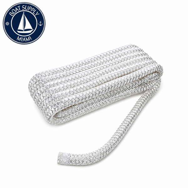Seachoice 50-40121 Double Braid Nylon Dock Line 12 x 20' White  Línea de Amarre Nylon Doble Trenzado 12 x 20' Blanca