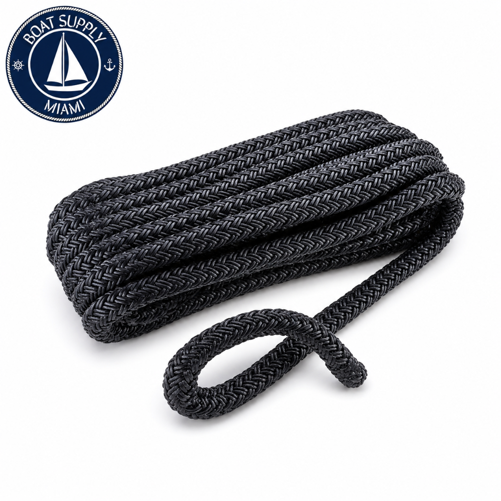 Seachoice 50-40401 Double Braid Nylon Dock Line 12 x 20' Black  Línea de Amarre Nylon Doble Trenzado 12 x 20' Negra