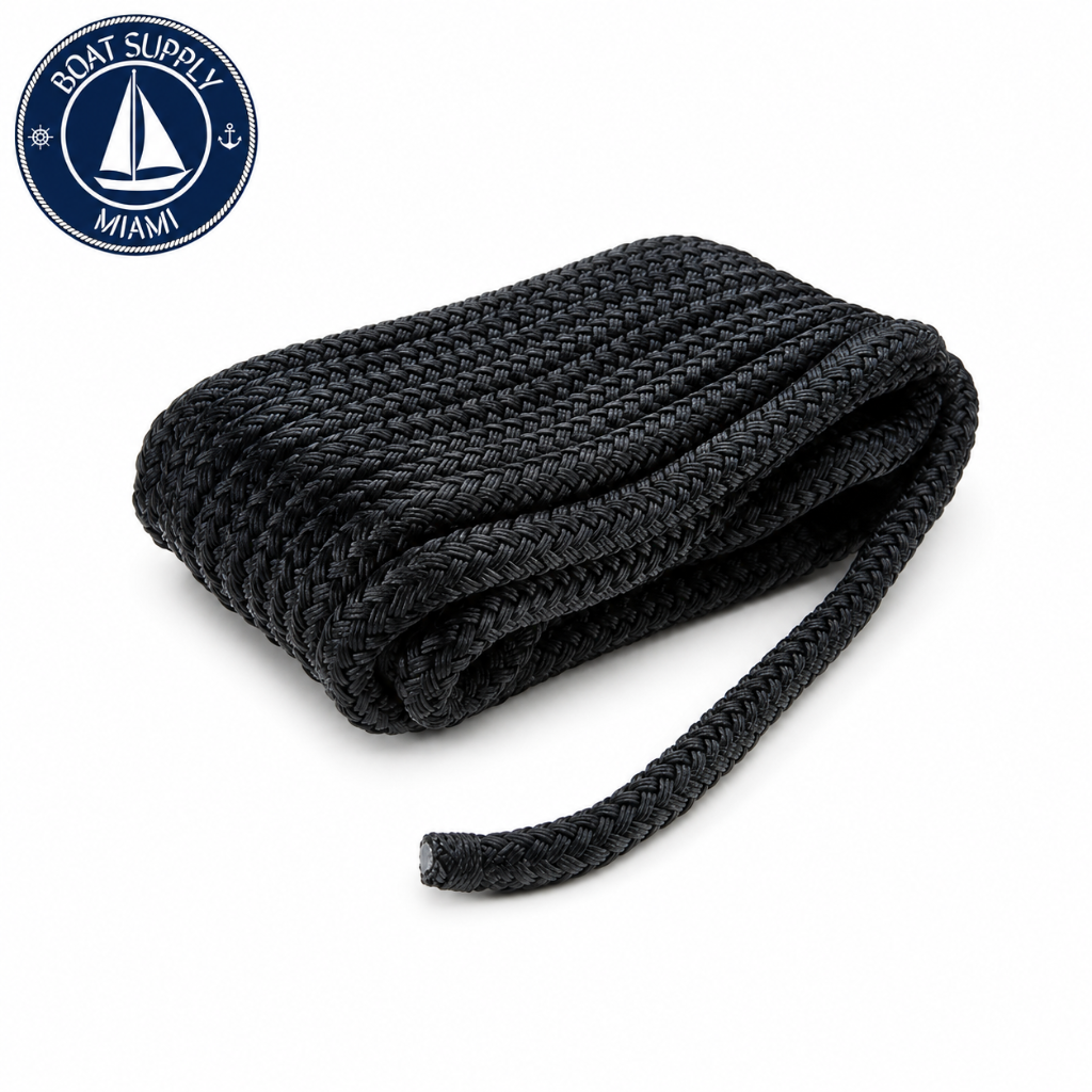 Seachoice 50-40441 Double Braid Nylon Dock Line 58 x 25' Black  Línea de Amarre Nylon Doble Trenzado 58 x 25' Negra
