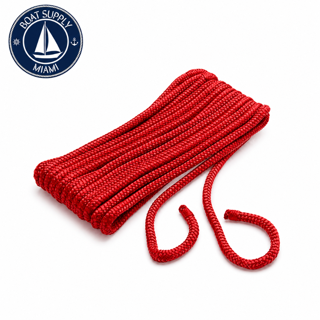 Seachoice 50-40841 Double Braided Nylon Fender Line 2-Pack 1/4" x 6' Red | Línea para Defensa de Nylon Doble Trenzado Paquete de 2 1/4" x 6' Roja