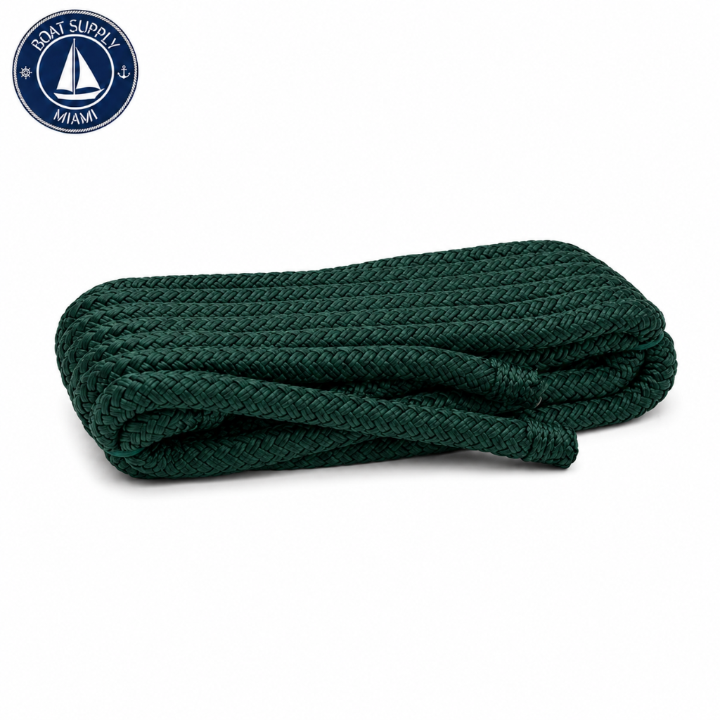 Seachoice 50-40851 Double Braided Nylon Fender Line 2-Pack 1/4" x 6' Forest Green | Línea para Defensa de Nylon Doble Trenzado Paquete de 2 1/4" x 6' Verde Forestal