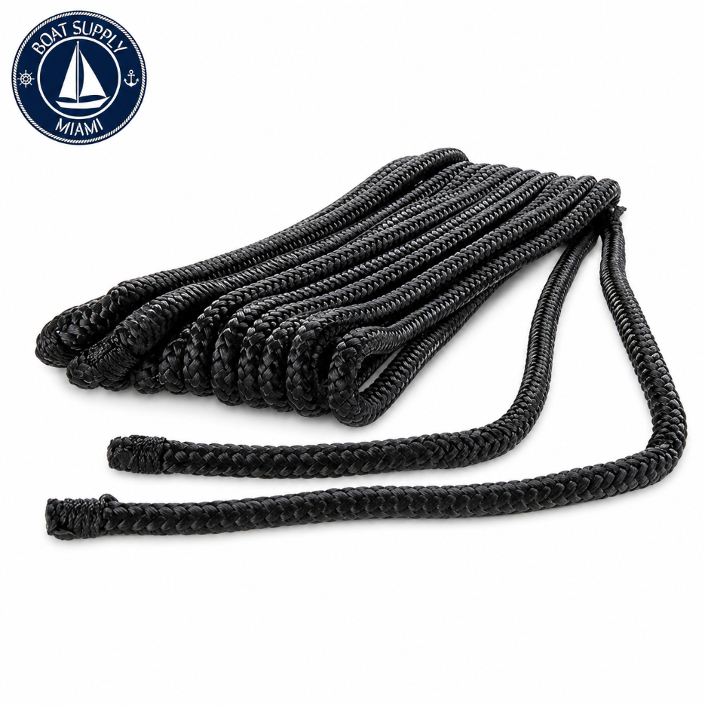 Seachoice 50-40861 Double Braided Nylon Fender Line 2-Pack 1/4" x 6' Black | Línea para Defensa de Nylon Doble Trenzado Paquete de 2 1/4" x 6' Negra