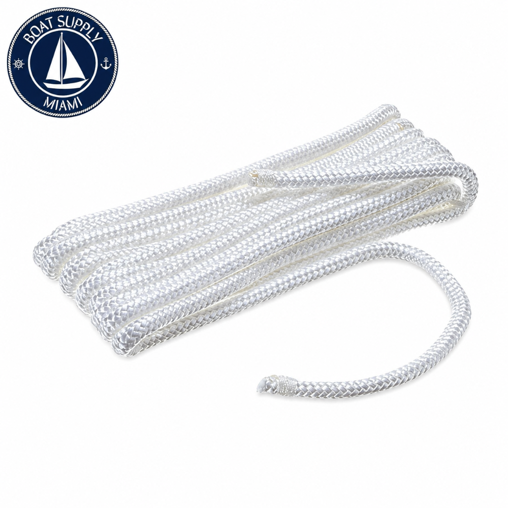Seachoice 50-40901 Double Braided Nylon Fender Line 2-Pack 1/4" x 6' White | Línea para Defensa de Nylon Doble Trenzado Paquete de 2 1/4" x 6' Blanca