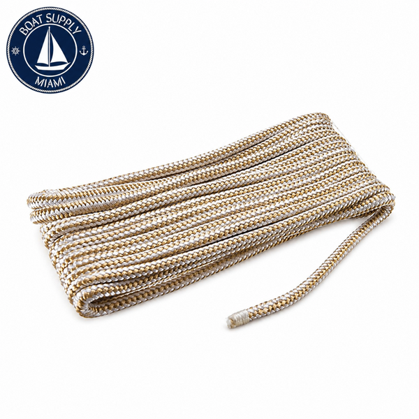 Seachoice 50-40991 Double Braided Nylon Fender Line 2-Pack 3/8" x 6' Gold/White | Línea para Defensa de Nylon Doble Trenzado Paquete de 2 3/8" x 6' Dorada/Blanca