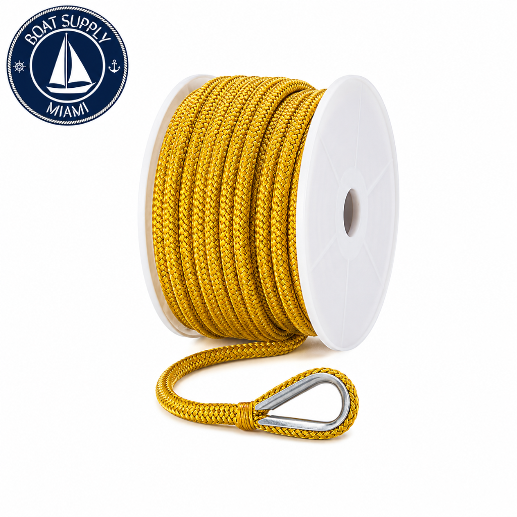Seachoice 50-42151 Double Braid Nylon Anchor Line 3/8" x 100' Yellow | Línea de Ancla Nylon Doble Trenzado Seachoice 3/8" x 100' Amarilla