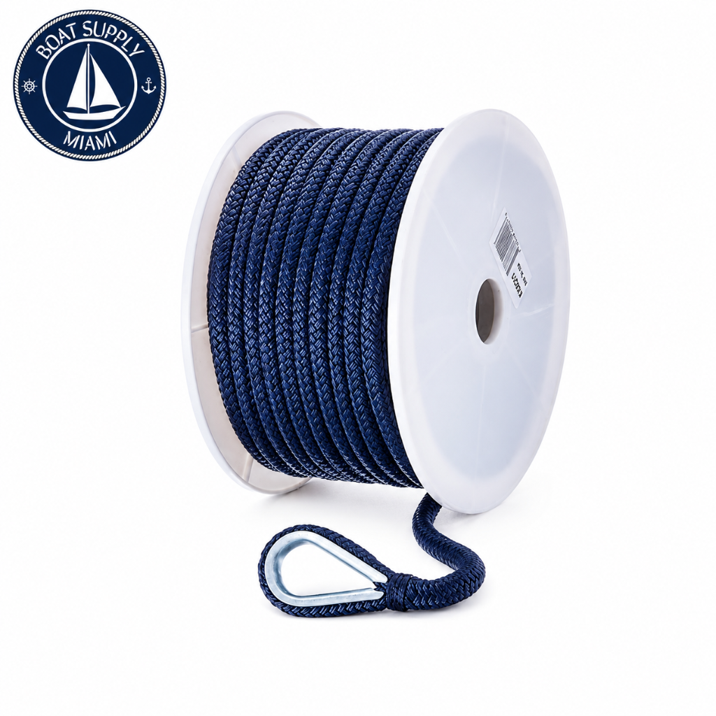 Seachoice 50-42221 Double Braid Nylon Anchor Line 3/8" x 100' Navy | Línea de Ancla Nylon Doble Trenzado Seachoice 3/8" x 100' Azul Marino