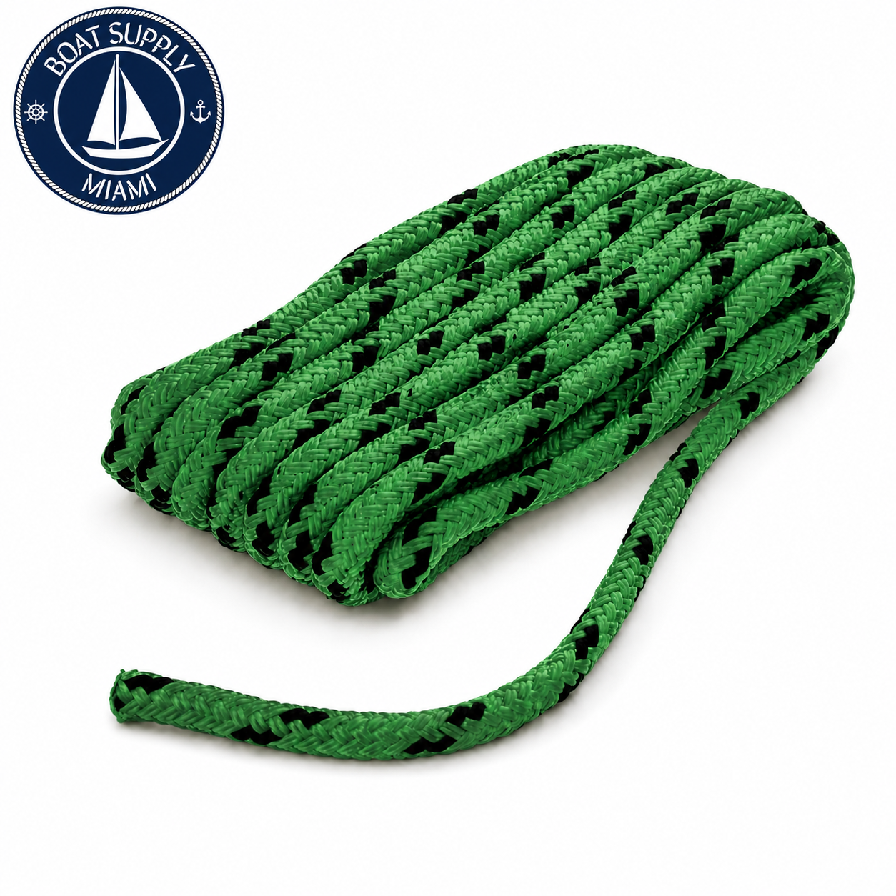 Seachoice 50-42441 Double Braided 100% MFP Dock Line 3/8" x 15' Green w/ Black Tracer | Línea de Amarre MFP Doble Trenzado 3/8" x 15' Green w/ Black Tracer.png