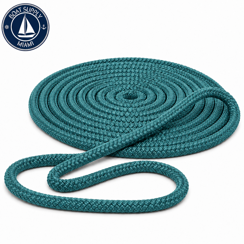 Seachoice 50-46981 Double Braid Nylon Dock Line 5/8" x 30' Forest Green | Línea de Amarre Nylon Doble Trenzado 5/8" x 30' Verde Forestal