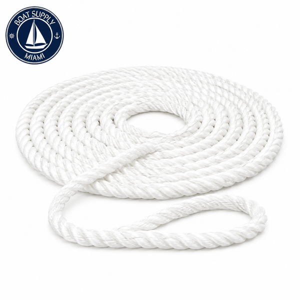 Seachoice 50-47101 Double Braid Nylon Dock Line 3/4" x 25' White | Línea de Amarre Nylon Doble Trenzado 3/4" x 25' Blanca