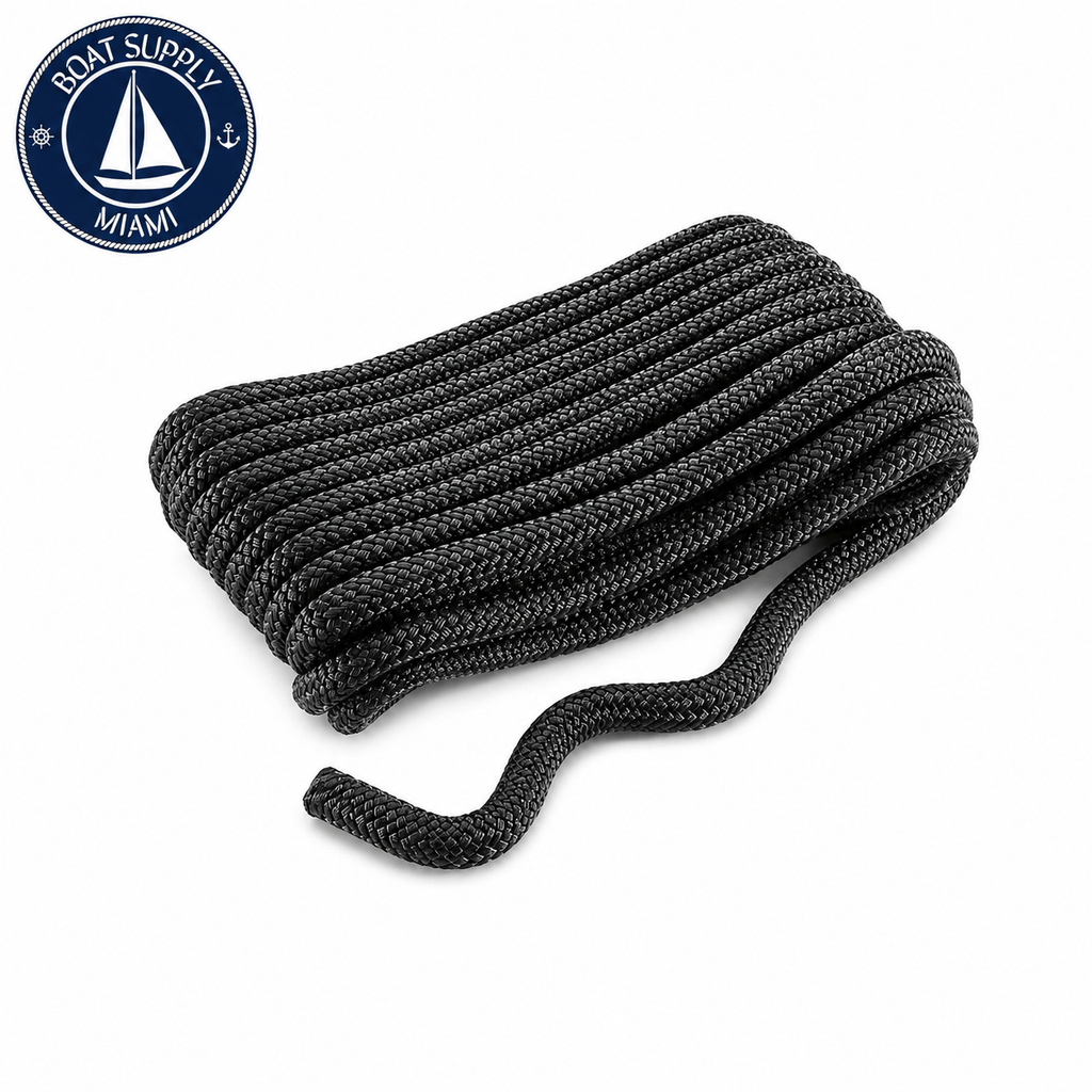 Seachoice 50-47201 Double Braid Nylon Dock Line 3/4" x 25' Black | Línea de Amarre Nylon Doble Trenzado 3/4" x 25' Negra