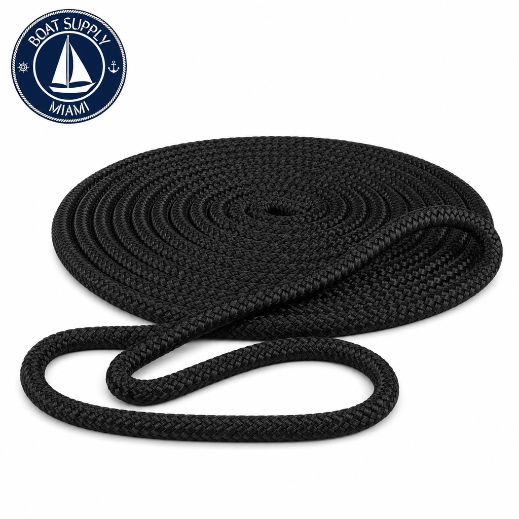 Seachoice 50-47221 Double Braid Nylon Dock Line 3/4" x 50' Black | Línea de Amarre Nylon Doble Trenzado 3/4" x 50' Negra.png