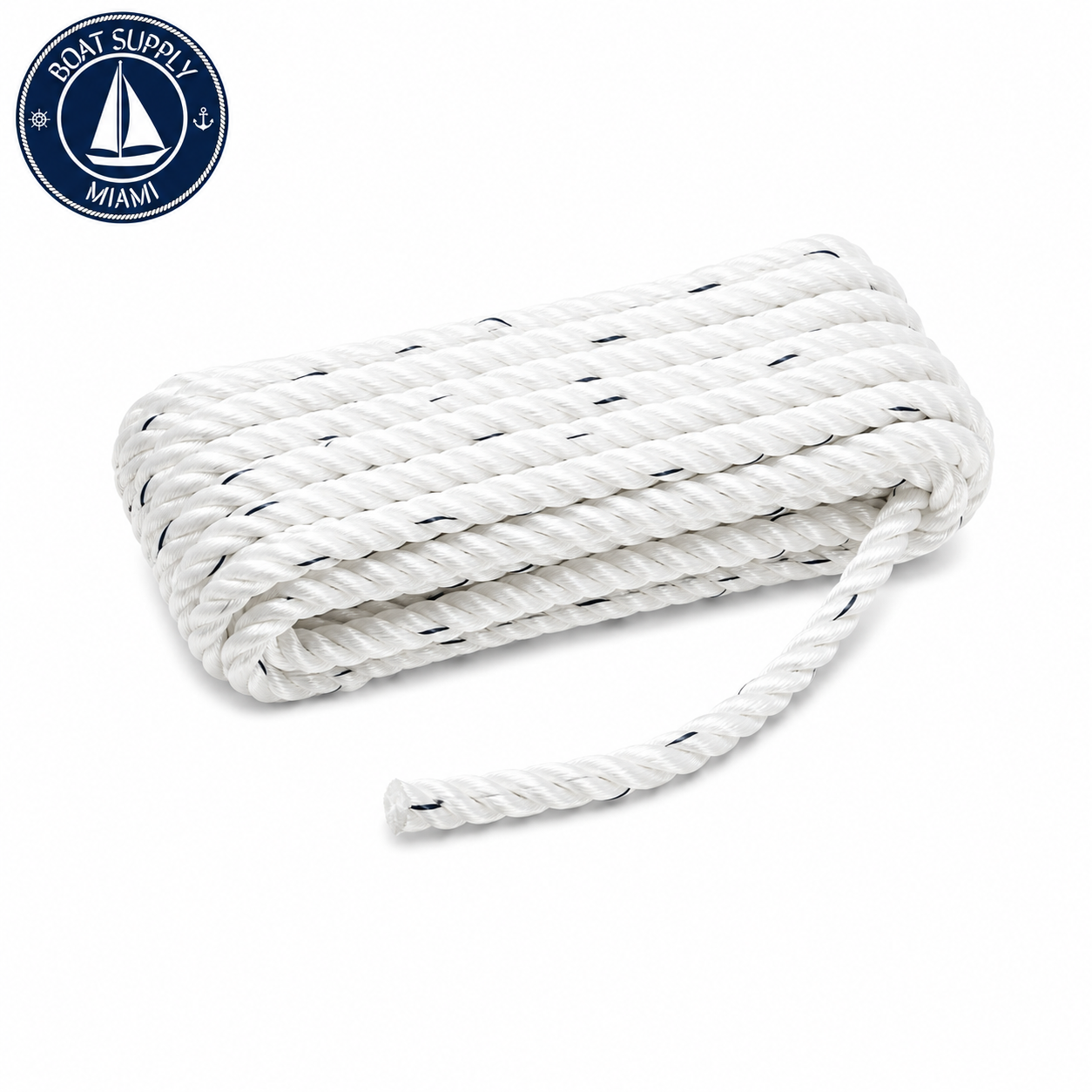 Seachoice 50-47591 Premium 3-Strand Twisted Nylon Dock Line with Tracer 5/8" x 20' | Línea de Amarre Nylon Torcido 3 Hebras con Tracer 5/8" x 20'