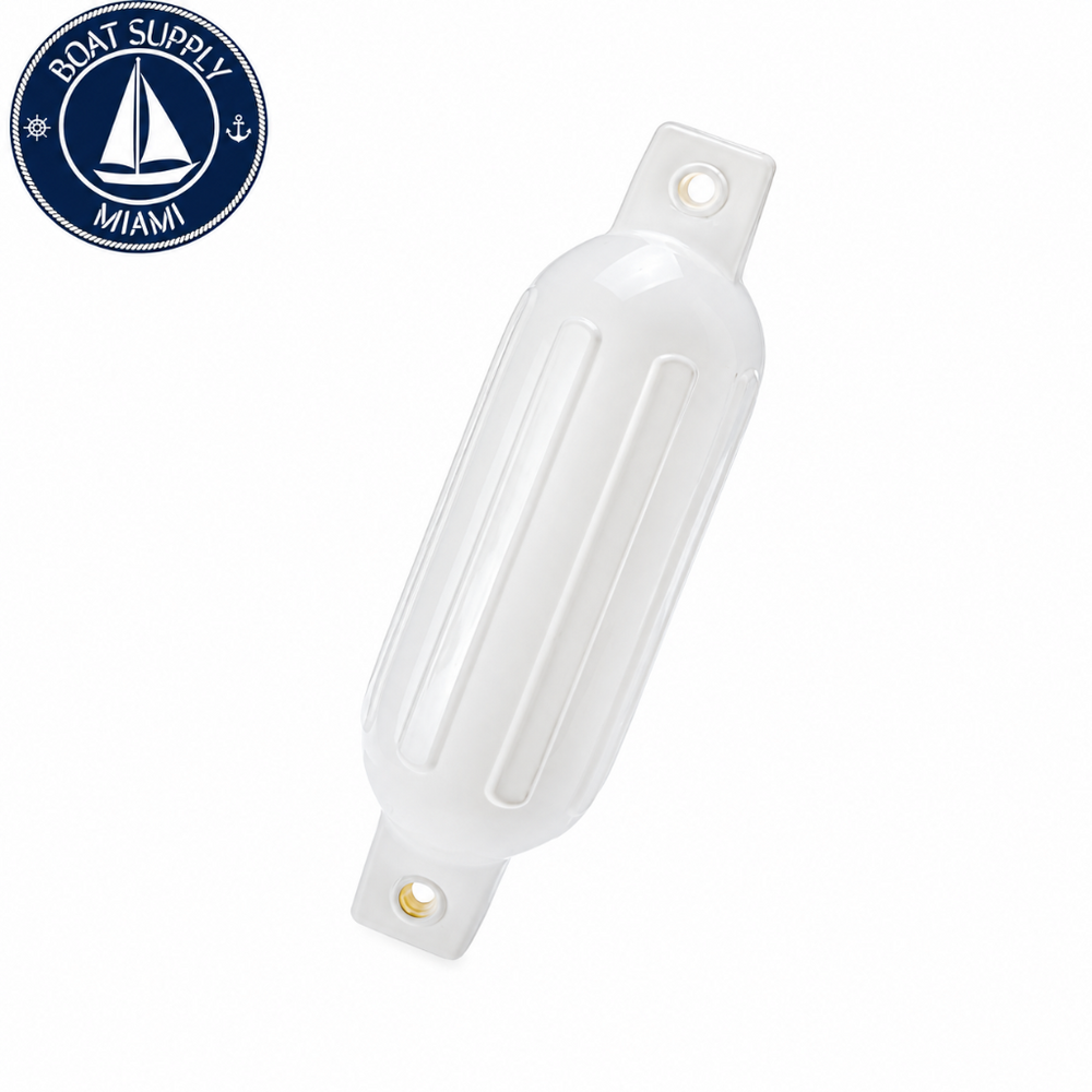 Seachoice 50-79001 Twin Eye Ribbed Fender 4.5" x 16" White | Defensa Acanalada Doble Ojo Seachoice 4.5" x 16" Blanca