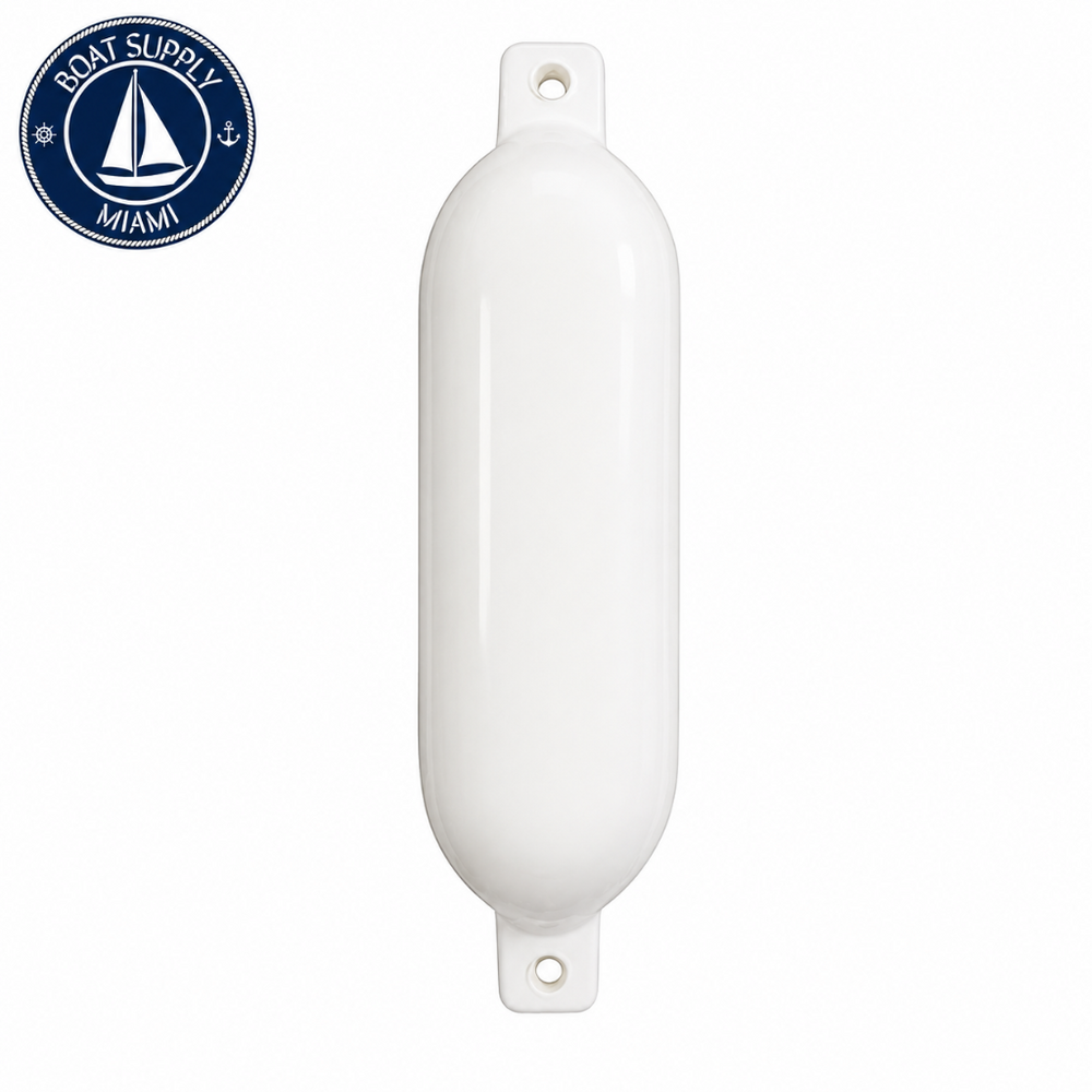 Seachoice 50-79033 Twin Eye Smooth Fender 8.5" x 27" White | Defensa Lisa Doble Ojo Seachoice 8.5" x 27" Blanca