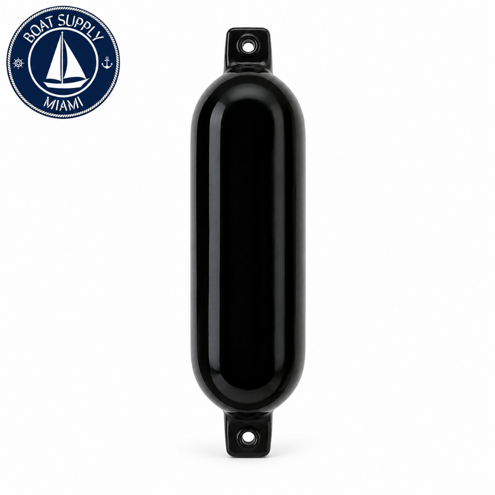 Seachoice 50-79063 Twin Eye Smooth Fender 6.5" x 23" Black | Defensa Lisa Doble Ojo Seachoice 6.5" x 23" Negra