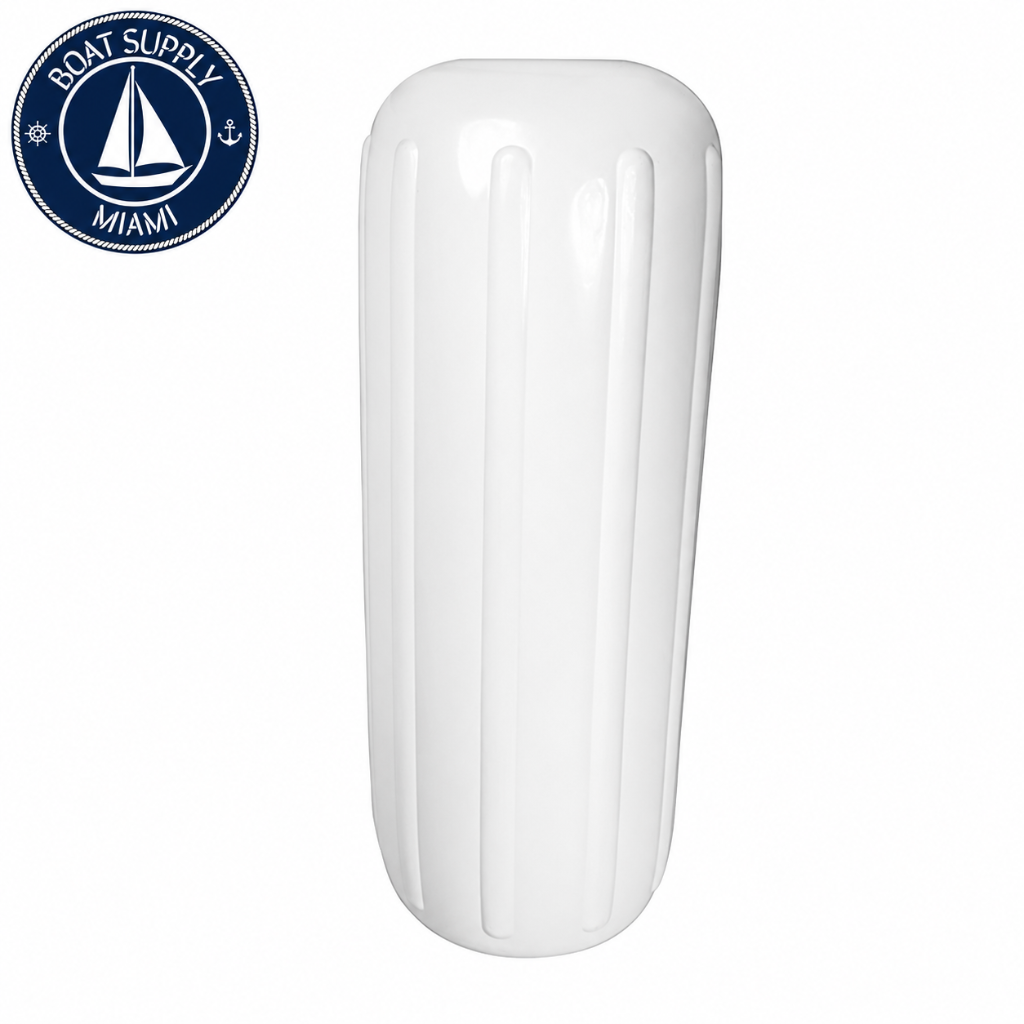 Seachoice 50-79121 Center Hole Ribbed Fender 8" x 20" White | Defensa Acanalada con Agujero Central Seachoice 8" x 20" Blanca