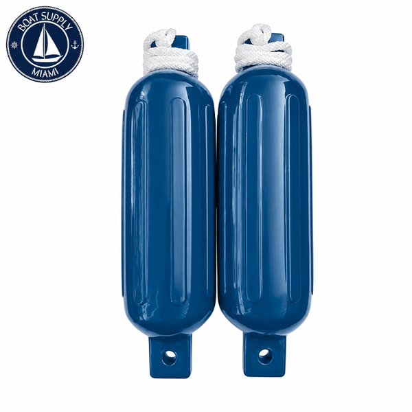 Seachoice 50-79253 Twin Eye Ribbed Fender Kit 2-Pack 5.5" x 20" Blue | Kit de 2 Defensas Acanaladas Doble Ojo Seachoice 5.5" x 20" Azules