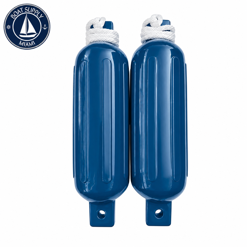 Seachoice 50-79273 Twin Eye Ribbed Fender Kit 2-Pack 6.5 x 23 Blue  Kit de 2 Defensas Acanaladas Doble Ojo Seachoice 6.5 x 23 Azules