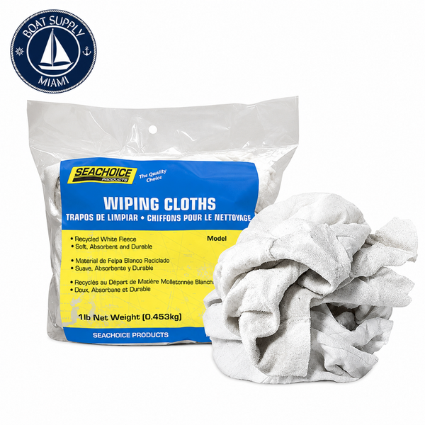 Seachoice 50-90004 Recycled White Fleece Wiping Cloths 1 lb | Paños de Limpieza de Felpa Blanca Reciclada Seachoice 50-90004 1 lb