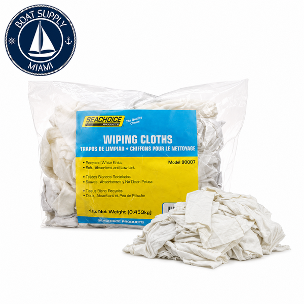 Seachoice 50-90007 Recycled White Knits Wiping Cloths 1 lb Bag 1 lb bag | Paños de Punto Blancos Reciclados Bolsa de 1 lb Seachoice 50-90007 1 lb bag