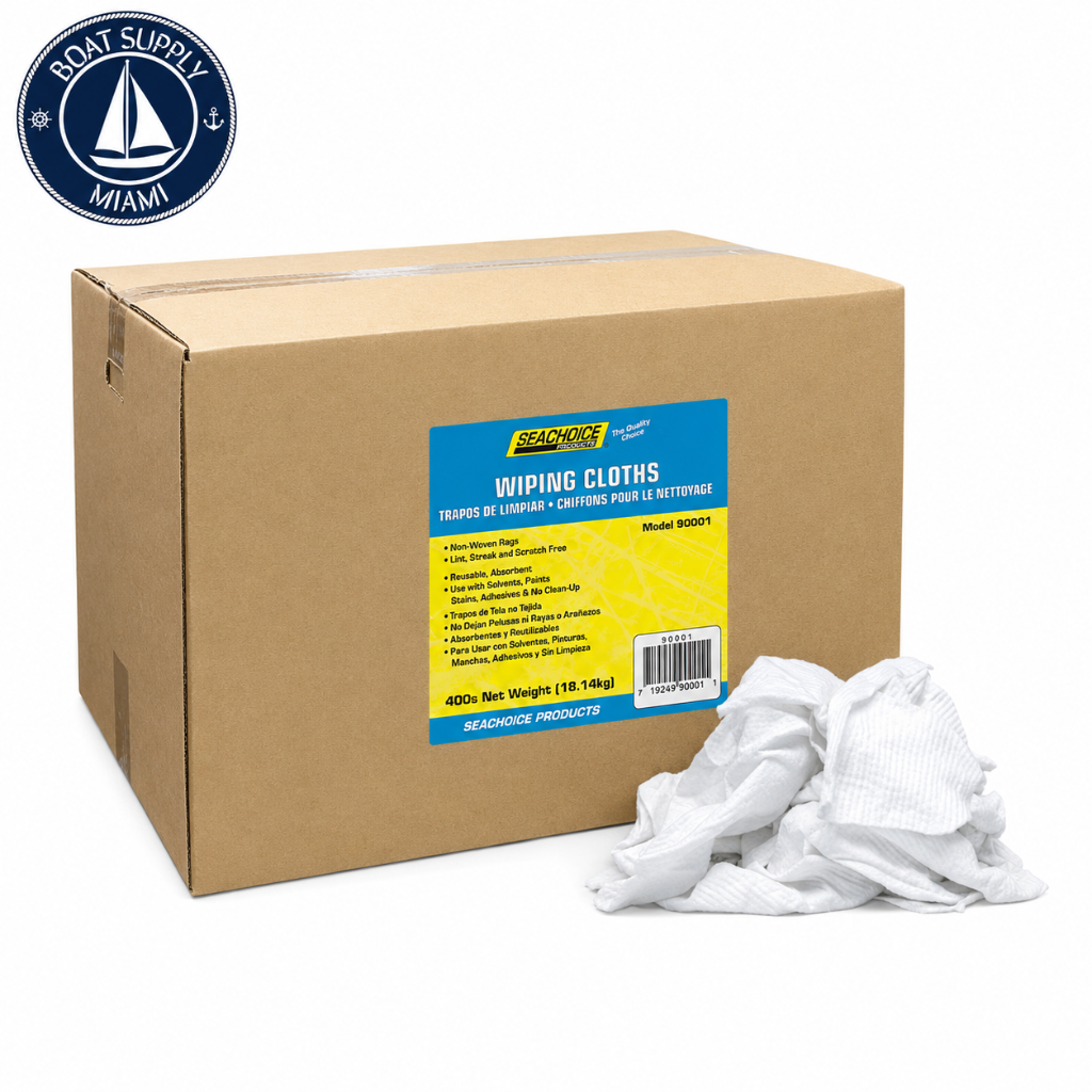 Seachoice 50-90031 New White Knits Wiping Cloths 40 lb Box 40 lb box | Paños de Punto Blancos Nuevos Caja de 40 lb Seachoice 50-90031 40 lb box