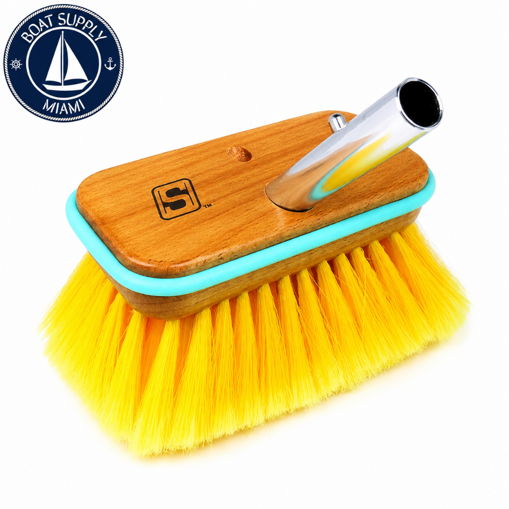 Seachoice 50-90451 Deck Brush with Bumper - Wood 6 in Soft Yellow Poly | Cepillo de Cubierta de Madera con Bumper 6 in Soft Yellow Poly Seachoice 50-90451