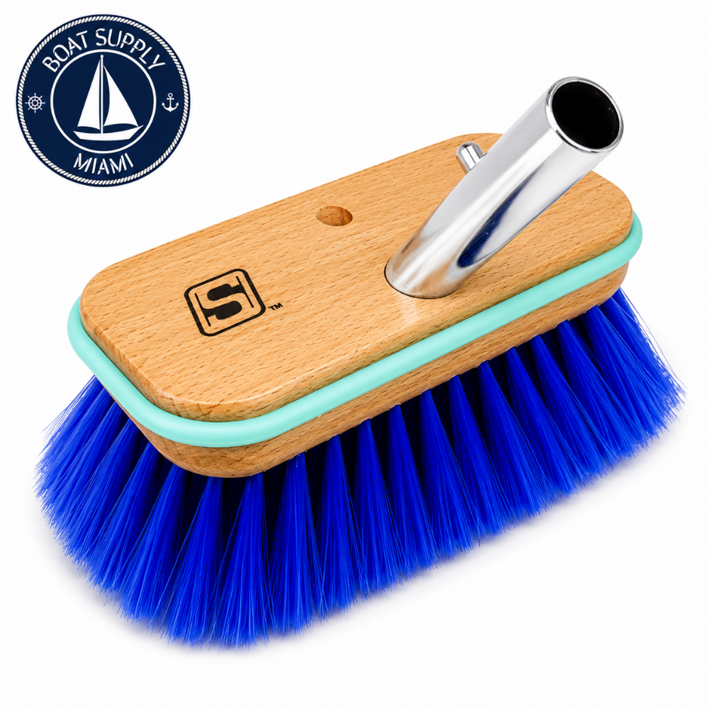 Seachoice 50-90453 Deck Brush with Bumper - Wood 6 in Extra Soft Blue Poly | Cepillo de Cubierta de Madera con Bumper 6 in Extra Soft Blue Poly Seachoice 50-90453