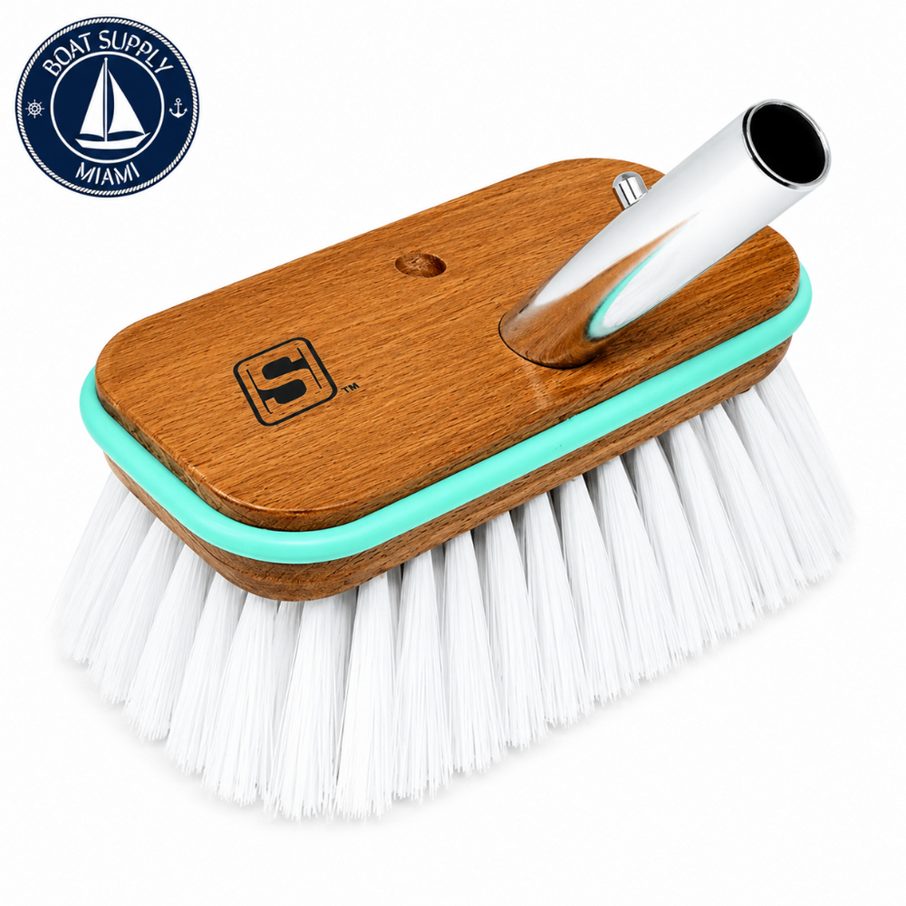 Seachoice 50-90456 Deck Brush with Bumper - Wood 6 in Stiff White Poly | Cepillo de Cubierta de Madera con Bumper 6 in Stiff White Poly Seachoice 50-90456