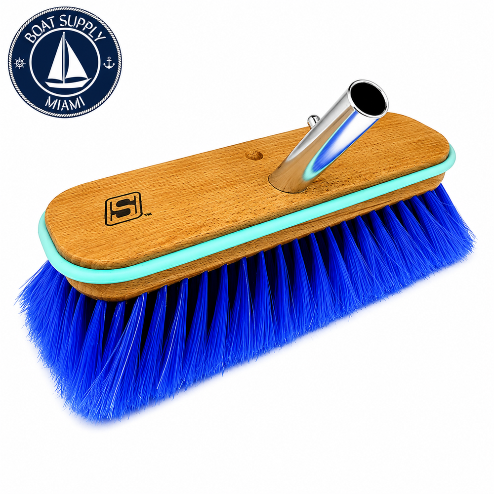 Seachoice 50-90461 Deck Brush with Bumper - Wood 10 in Extra Soft Blue Poly | Cepillo de Cubierta de Madera con Bumper 10 in Extra Soft Blue Poly Seachoice 50-90461