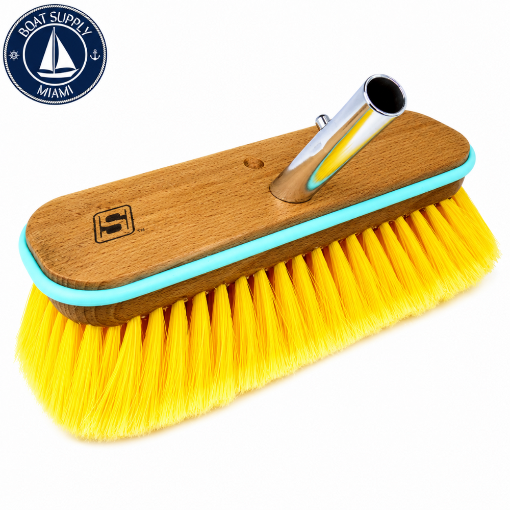 Seachoice 50-90463 Deck Brush with Bumper - Wood 10 in Soft Yellow Poly | Cepillo de Cubierta de Madera con Bumper 10 in Soft Yellow Poly Seachoice 50-90463