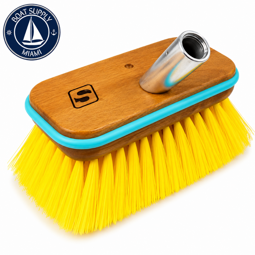 Seachoice50-90481DeckBrushwithBumperandThreadedAdapter6inMediummediumbristlesCepillodeCubiertaconBumperyAdaptadorRoscado6inMediumSeachoice50-90481