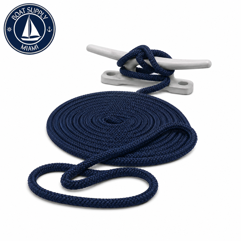 Seachoice 50-39631 Double Braid Nylon Dock Line 5/8" x 20' Navy | Línea de Amarre Nylon Doble Trenzado 5/8" x 20' Azul Marino...png