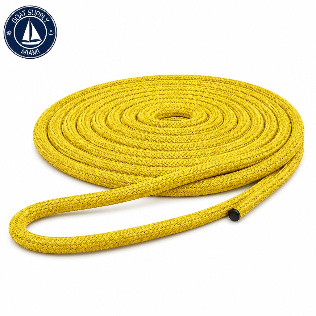 Seachoice 50-39891 Double Braid Nylon Dock Line 3/8" x 15' Yellow | Línea de Amarre Nylon Doble Trenzado 3/8" x 15' Amarilla..png