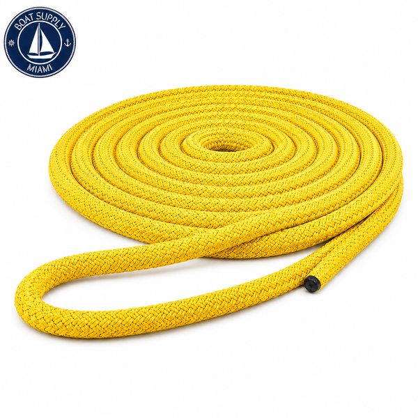 Seachoice 50-39911 Double Braid Nylon Dock Line 1/2" x 20' Yellow | Línea de Amarre Nylon Doble Trenzado 1/2" x 20' Amarilla..png