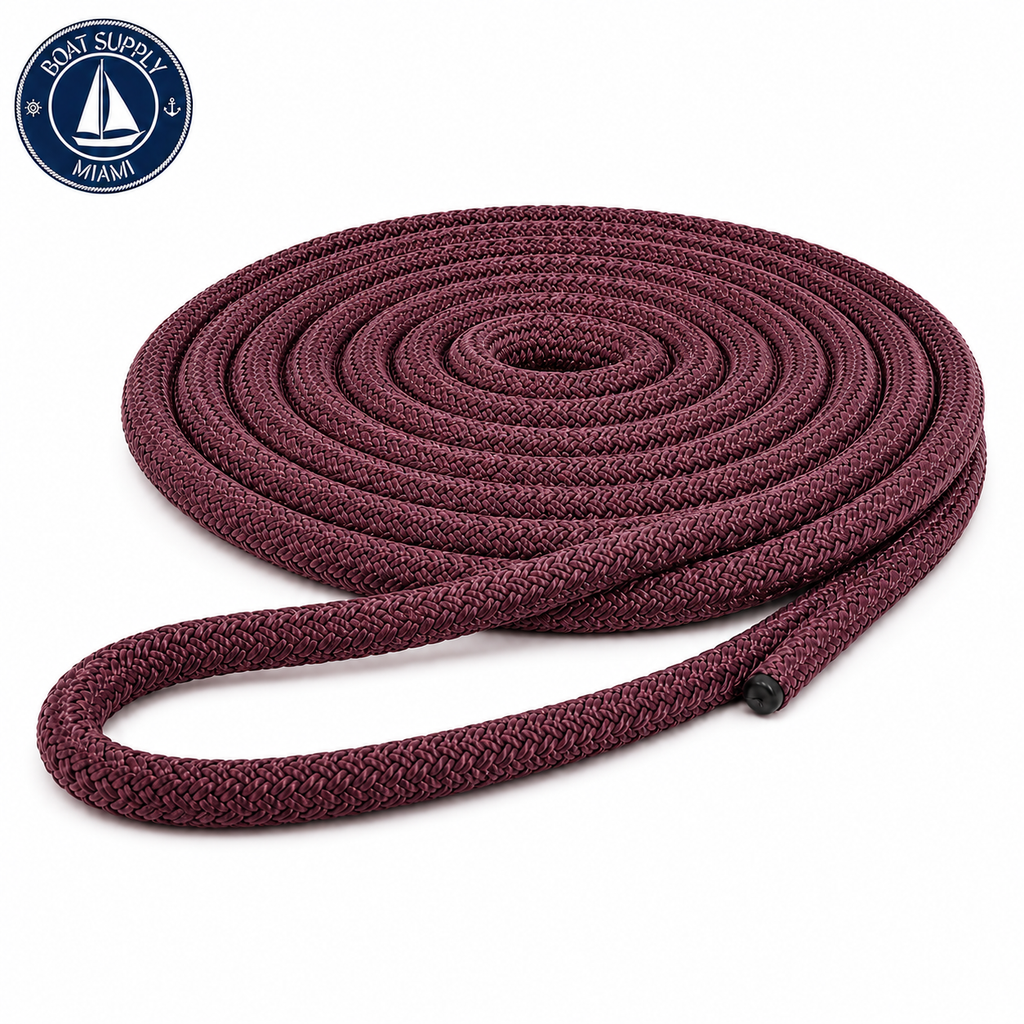 Seachoice 50-39941 Double Braid Nylon Dock Line 3/8" x 20' Burgundy | Línea de Amarre Nylon Doble Trenzado 3/8" x 20' Borgoña.png