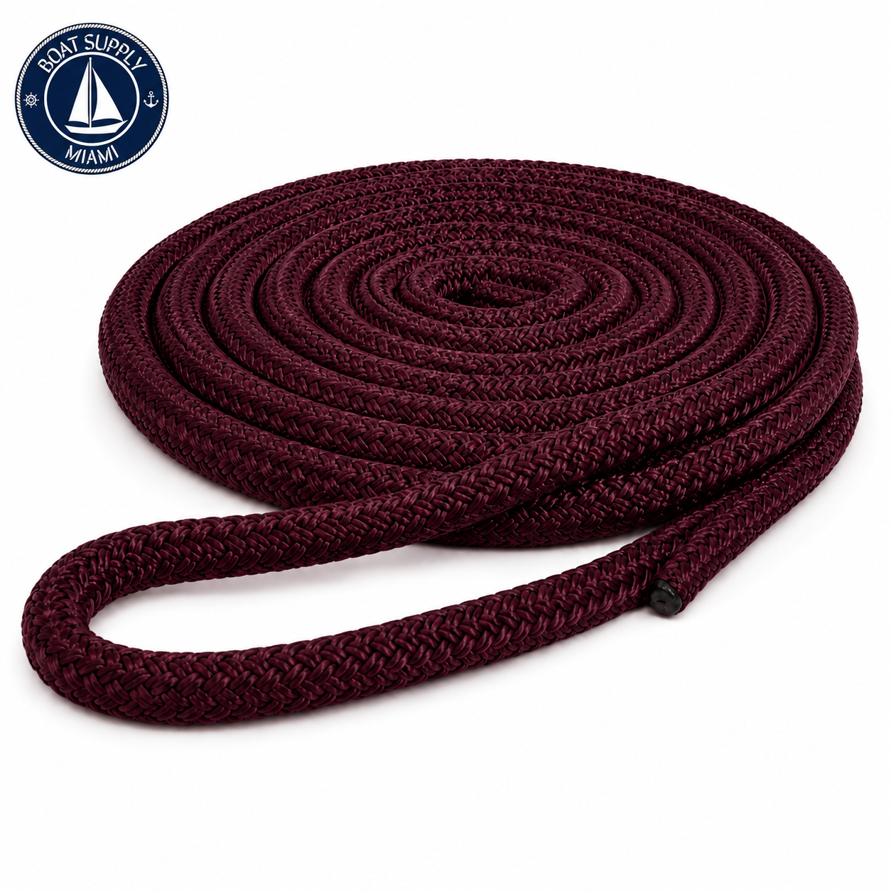 Seachoice 50-39971 Double Braid Nylon Dock Line 1/2" x 25' Burgundy | Línea de Amarre Nylon Doble Trenzado 1/2" x 25' Borgoña..png