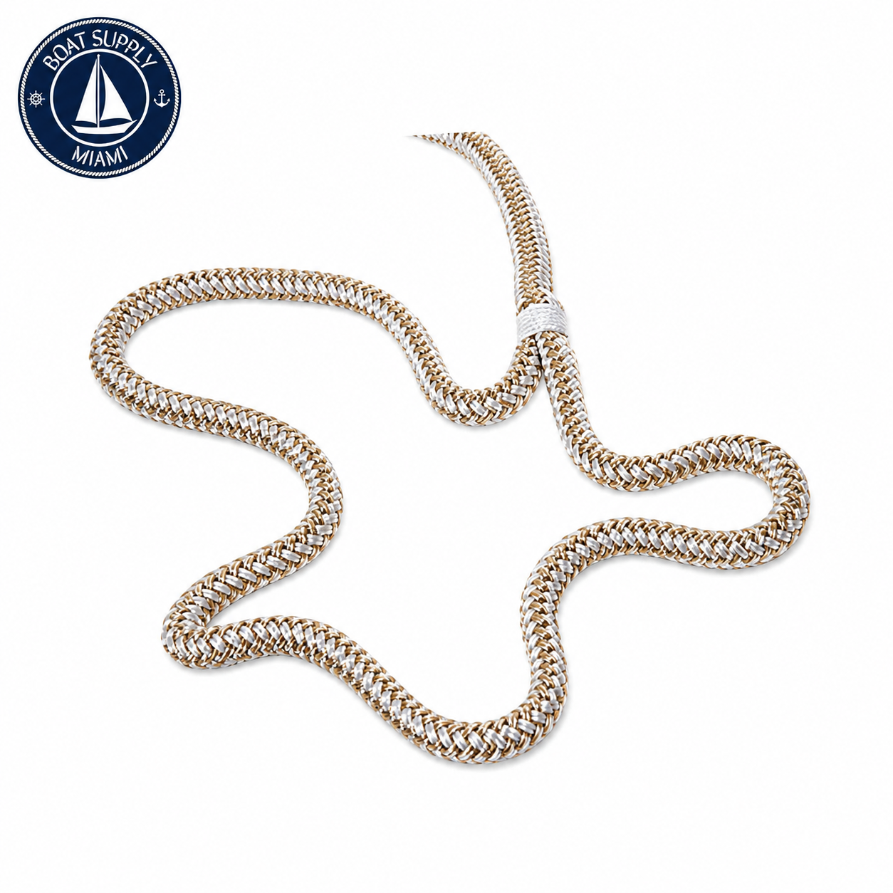 Seachoice 50-40021 Double Braid Nylon Dock Line 3/8" x 25' Gold/White | Línea de Amarre Nylon Doble Trenzado 3/8" x 25' Dorada/Blanca
