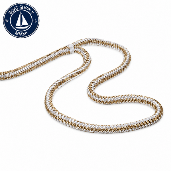 Seachoice 50-40031 Double Braid Nylon Dock Line 1/2" x 15' Gold/White | Línea de Amarre Nylon Doble Trenzado 1/2" x 15' Dorada/Blanca