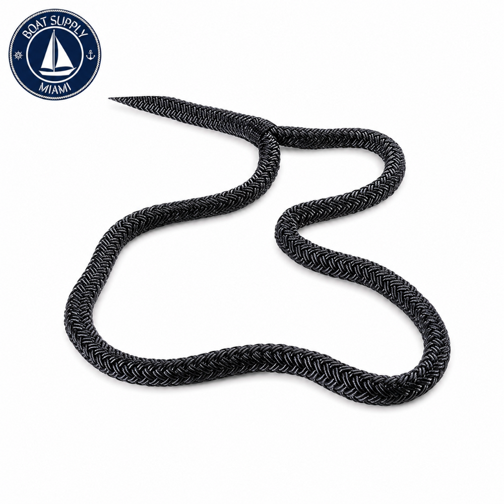 Seachoice 50-40351 Double Braid Nylon Dock Line 1/2" x 15' Black | Línea de Amarre Nylon Doble Trenzado 1/2" x 15' Negra