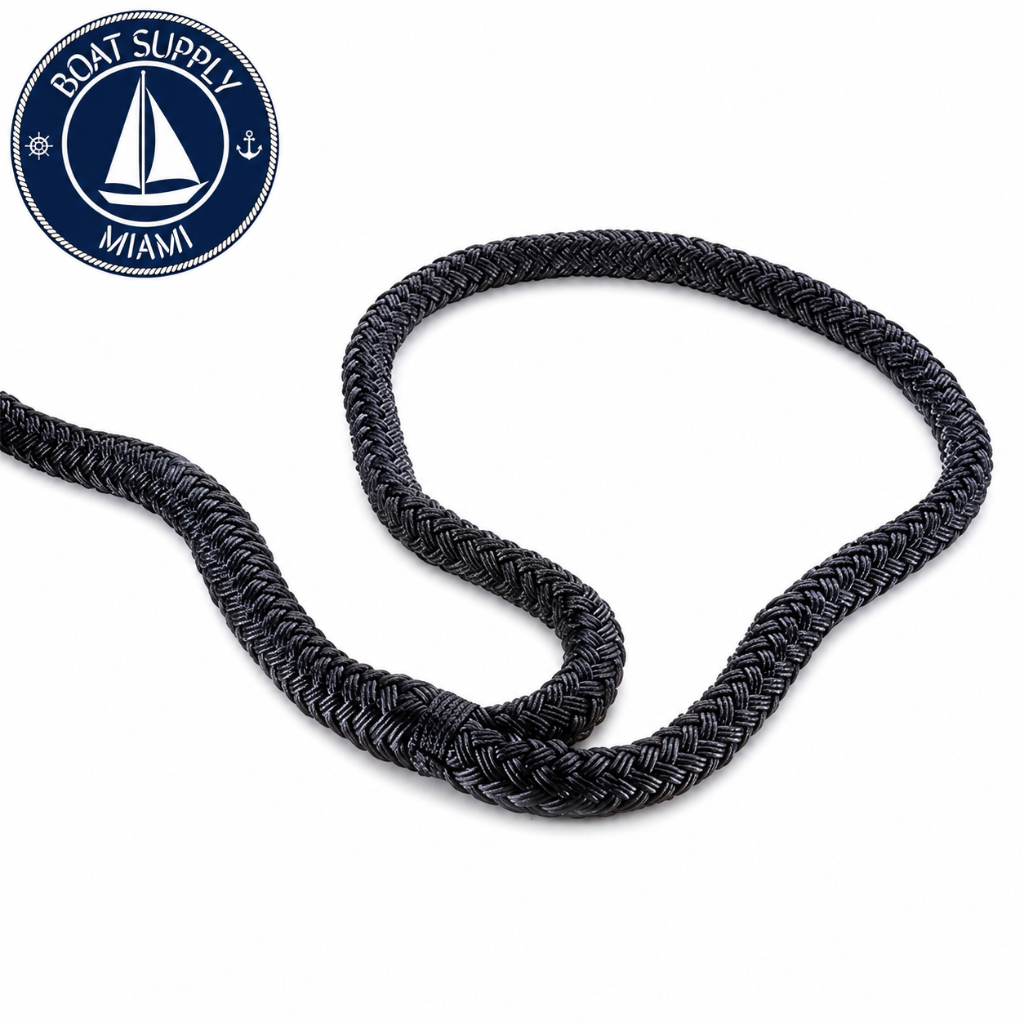 Seachoice 50-40441 Double Braid Nylon Dock Line 58 x 25' Black  Línea de Amarre Nylon Doble Trenzado 58 x 25' Negra