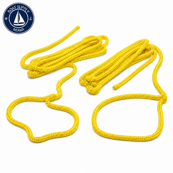 Seachoice 50-40821 Double Braided Nylon Fender Line 2-Pack 1/4" x 6' Yellow | Línea para Defensa de Nylon Doble Trenzado Paquete de 2 1/4" x 6' Amarilla