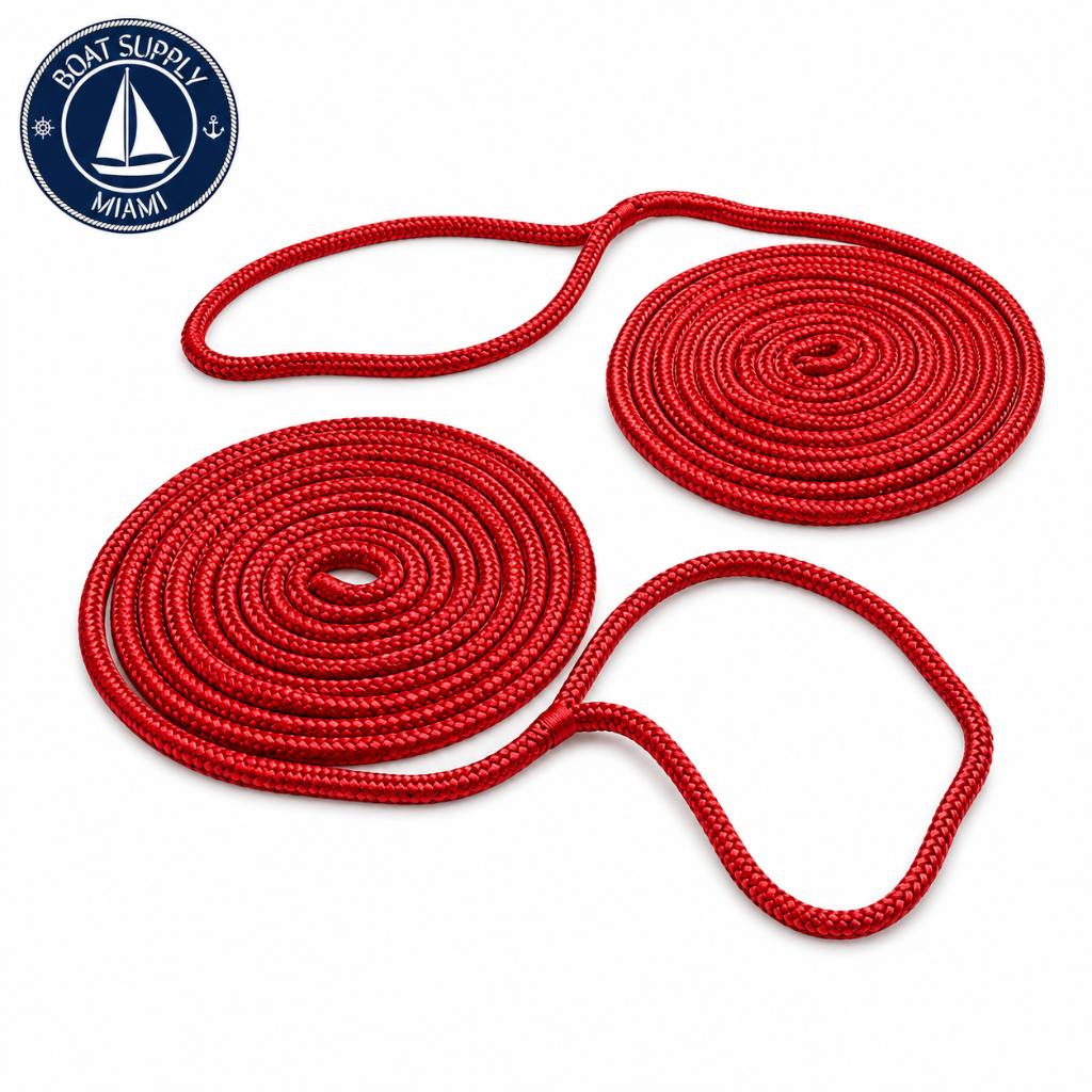 Seachoice 50-40841 Double Braided Nylon Fender Line 2-Pack 1/4" x 6' Red | Línea para Defensa de Nylon Doble Trenzado Paquete de 2 1/4" x 6' Roja