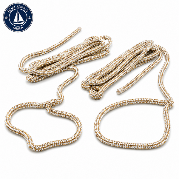 Seachoice 50-41891 Double Braided Nylon Fender Line 2-Pack 1/4" x 6' Gold/White | Línea para Defensa de Nylon Doble Trenzado Paquete de 2 1/4" x 6' Dorada/Blanca