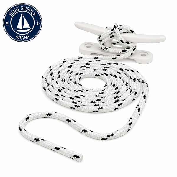 Seachoice 50-42401 Double Braided 100% MFP Dock Line 3/8" x 15' White w/ Black Tracer | Línea de Amarre MFP Doble Trenzado 3/8" x 15' White w/ Black Tracer 2.png
