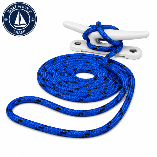 Seachoice 50-42411 Double Braided 100% MFP Dock Line 3/8" x 15' Blue w/ Black Tracer | Línea de Amarre MFP Doble Trenzado 3/8" x 15' Blue w/ Black Tracer...png