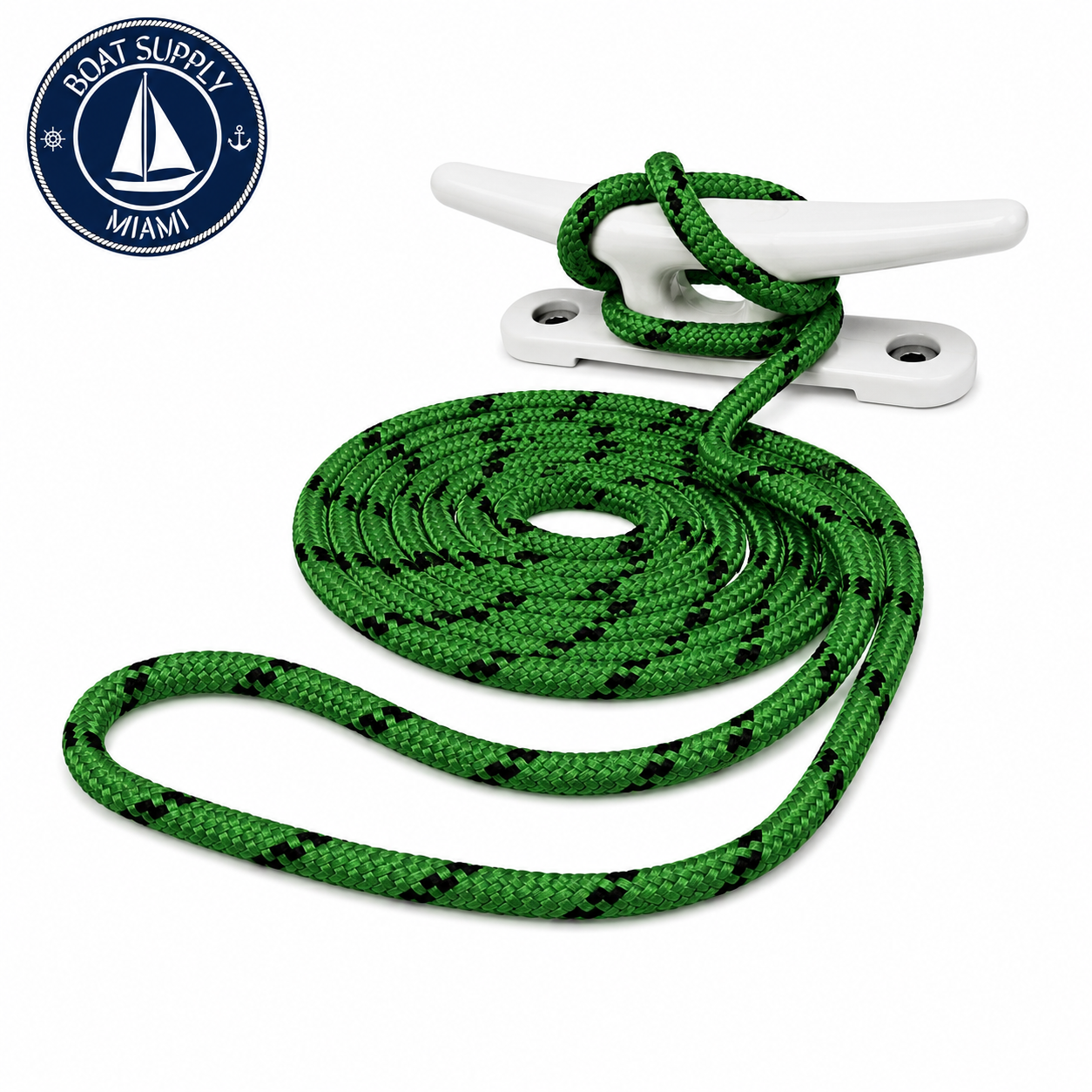 Seachoice 50-42441 Double Braided 100% MFP Dock Line 3/8" x 15' Green w/ Black Tracer | Línea de Amarre MFP Doble Trenzado 3/8" x 15' Green w/ Black Tracer..png
