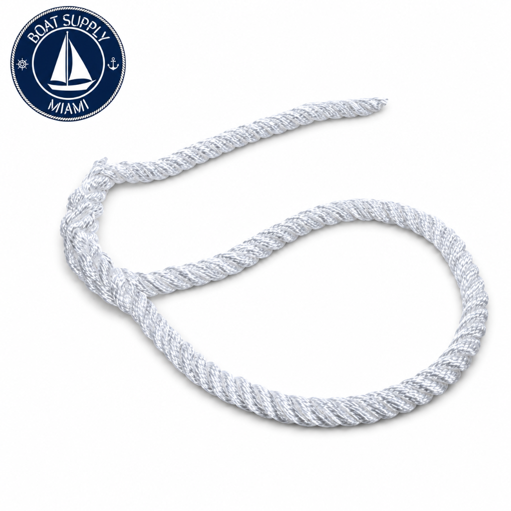 Seachoice 50-42581 3-Strand Twisted Nylon Dock Line 1/2" x 30' White | Línea de Amarre Nylon Torcido 3 Hebras 1/2" x 30' Blanca