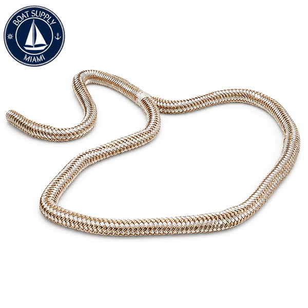 Seachoice 50-47421 Double Braid Nylon Dock Line 3/4" x 50' Gold/White | Línea de Amarre Nylon Doble Trenzado 3/4" x 50' Dorada/Blanca