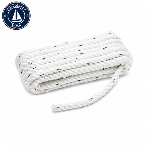 Seachoice 50-47611 Premium 3-Strand Twisted Nylon Dock Line with Tracer 5/8" x 30' | Línea de Amarre Nylon Torcido 3 Hebras con Tracer 5/8" x 30'